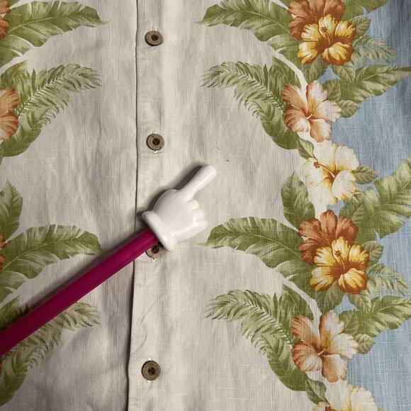 Tommy Bahama Men’s Hawaiian Camp Shirt – Large – Blue Floral – Silk Button‑Up - Picture 9 of 10